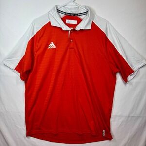 Adidas ClimaLite Polo‎ Shirt Athletic Training Gym Golf Orange White Sz XL